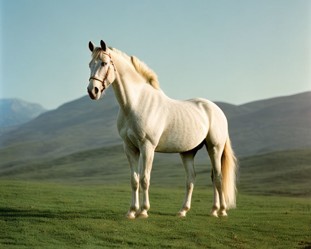 Majestic White Horse in Serene Landscape