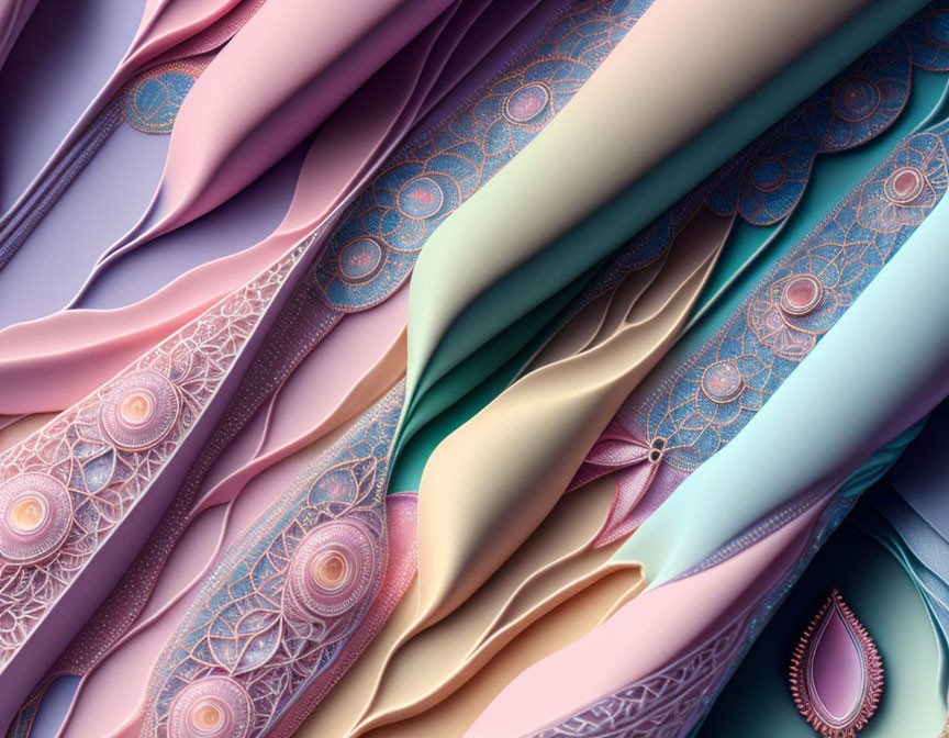 Soft Pink and Blue Abstract 3D Textured Patterns