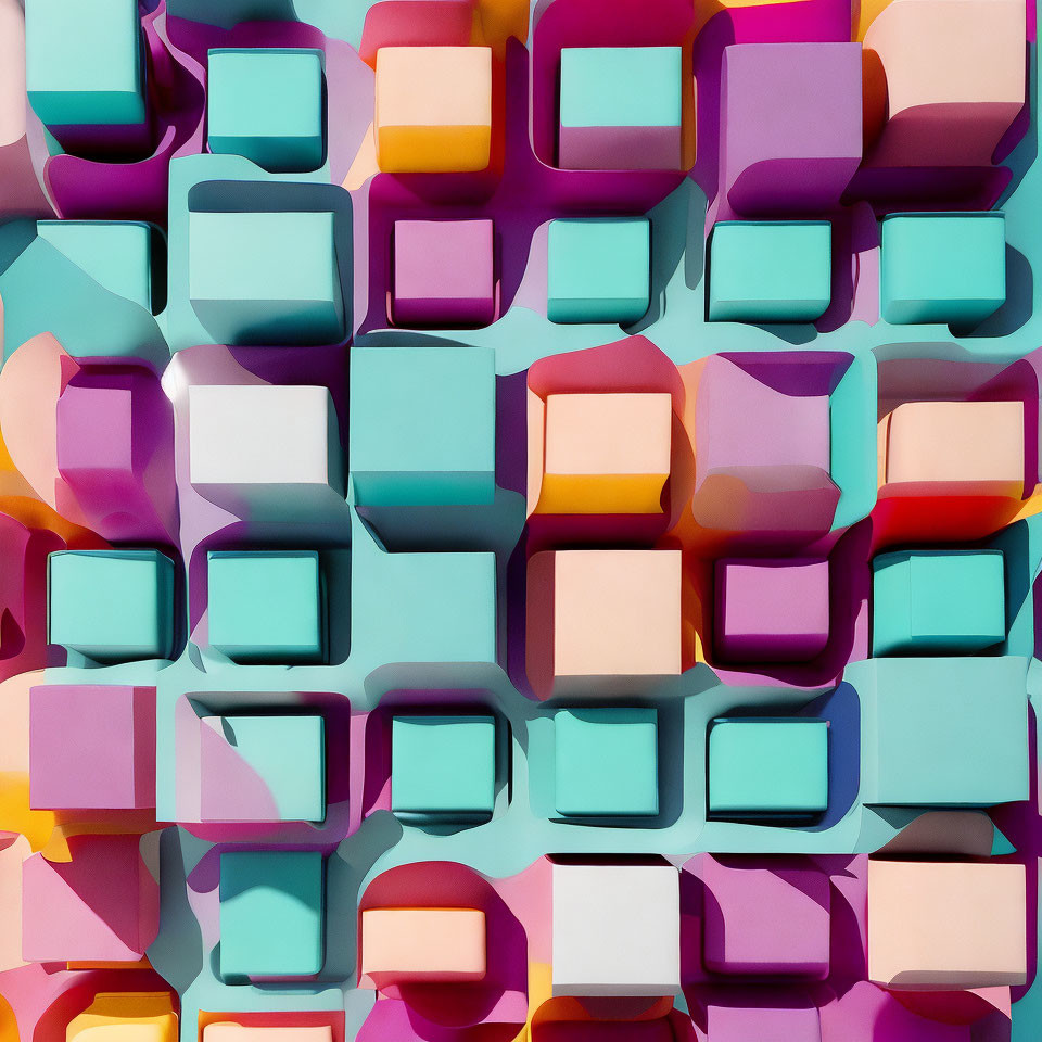 Colorful Three-Dimensional Cubes with Shadows and Highlights