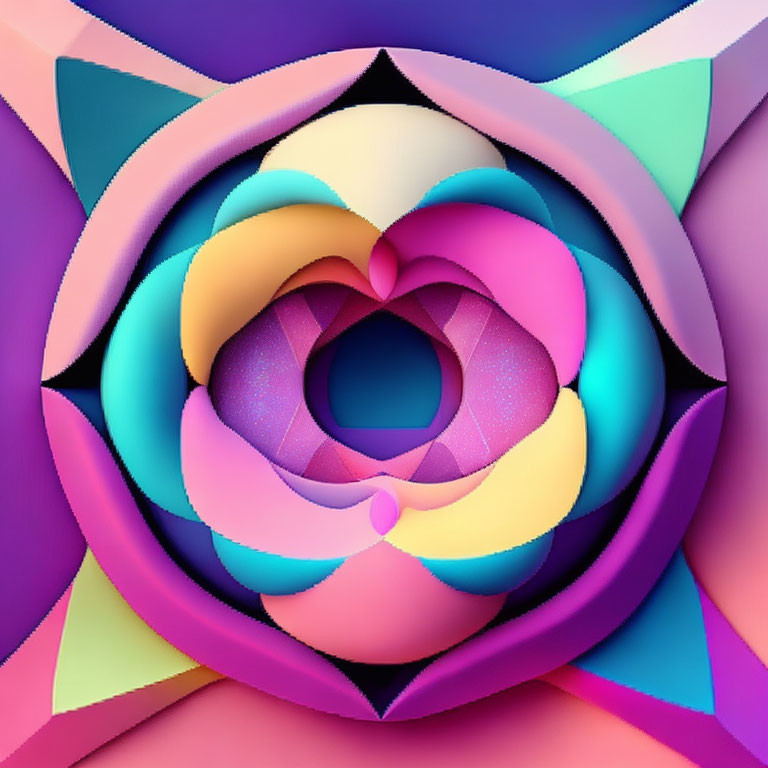 Abstract Symmetrical Petal Shapes in Colorful Gradient Hues