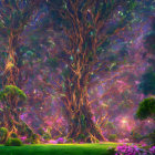 Enchanting Fantasy Forest with Twinkling Lights and Magical Flora
