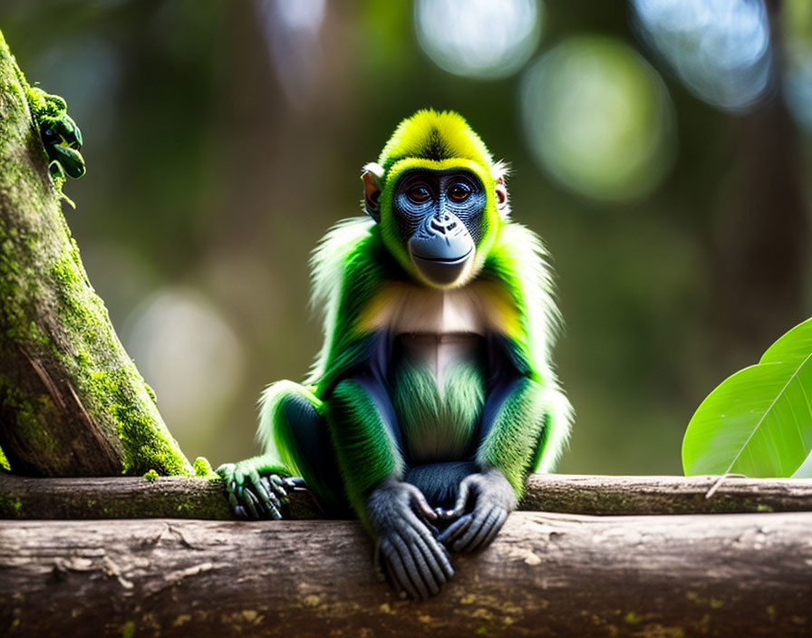 Vibrant Mandrill Monkey in Forest Setting