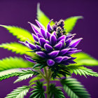 Detailed Close-Up of Purple Cannabis Plant with Blurred Background