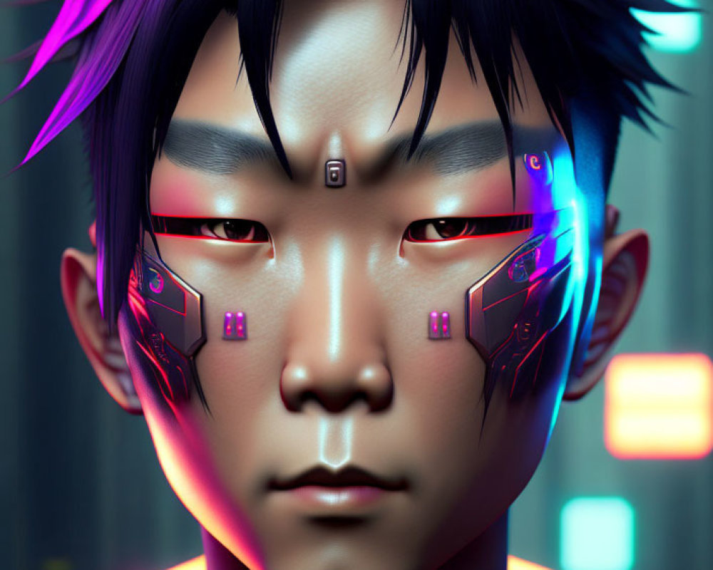 Digital artwork featuring person with futuristic cybernetic enhancements