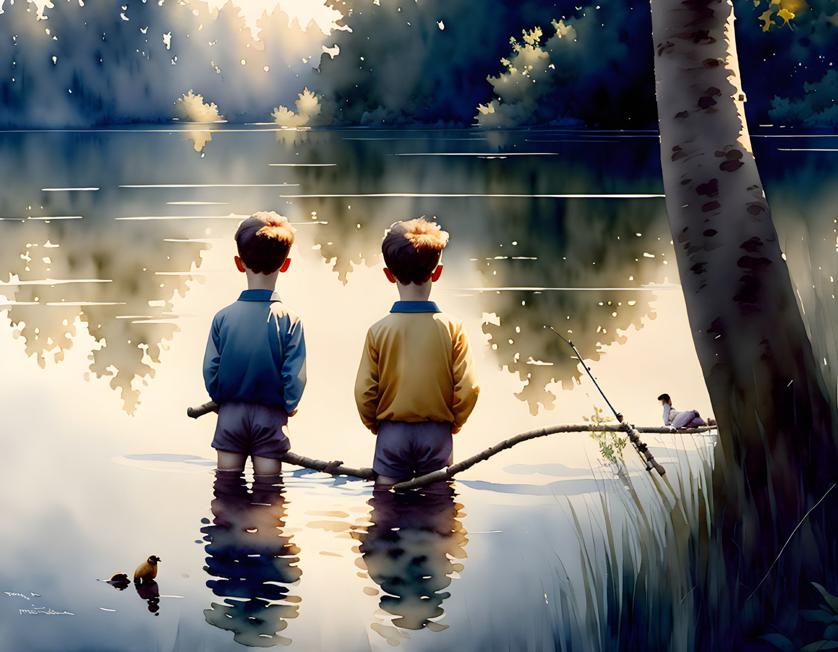 Two boys fishing 