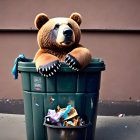 Realistic bear figures with overflowing candy wrappers.