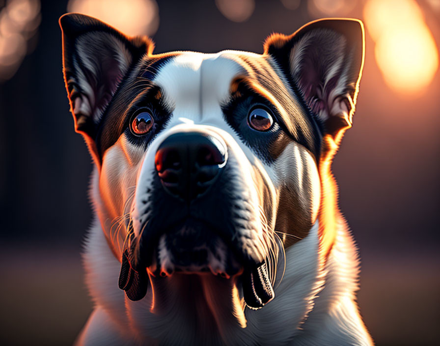 Detailed Close-Up of Attentive Dog in Sunlight