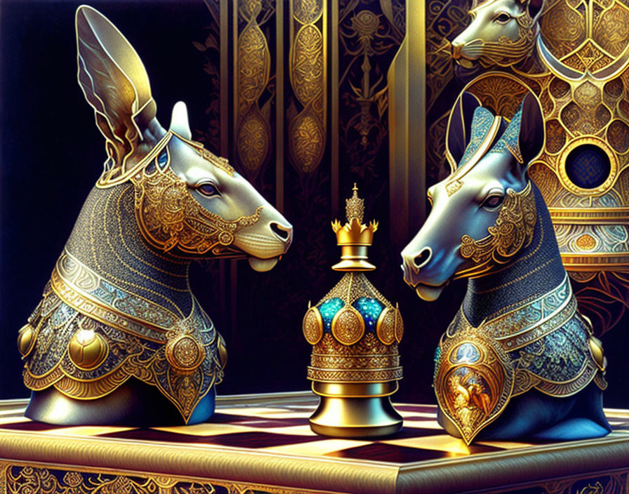 Animals in the form of chess pieces.