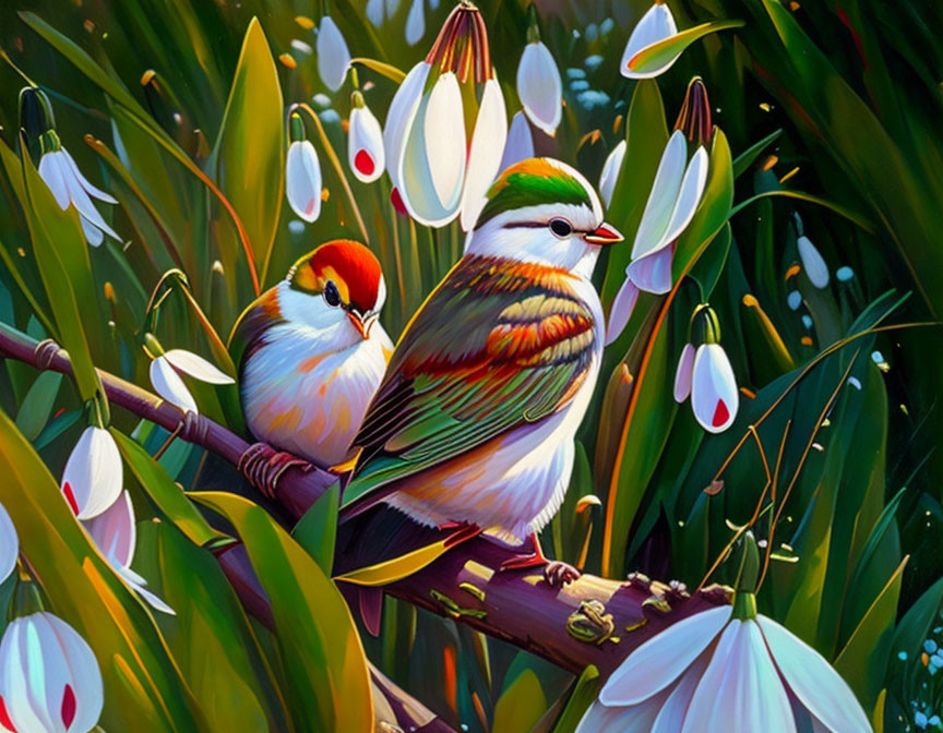 spring day birds sit on trees
