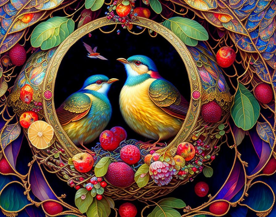 birds from fruits and berries