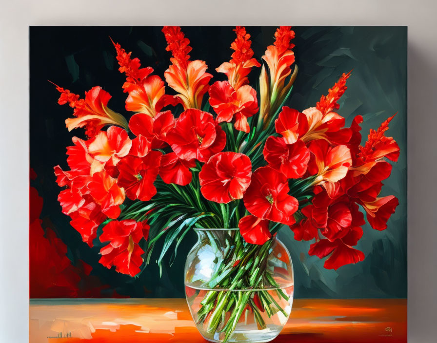  big bouquet of red gladioli