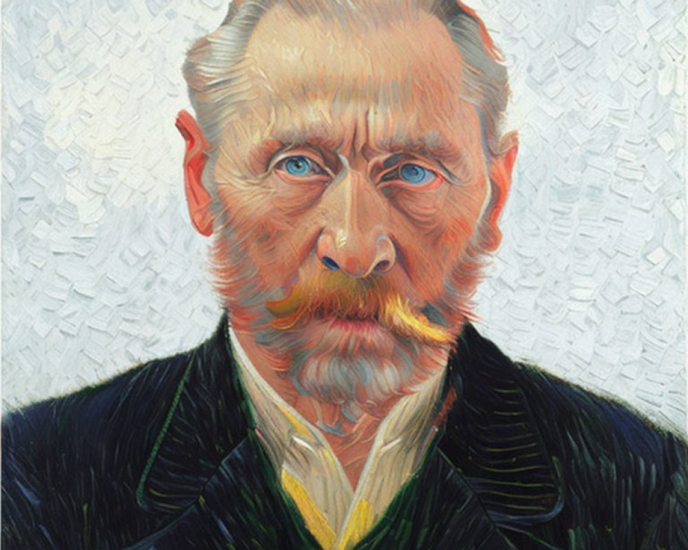 Portrait of Bearded Man with Blue Eyes on Textured Background