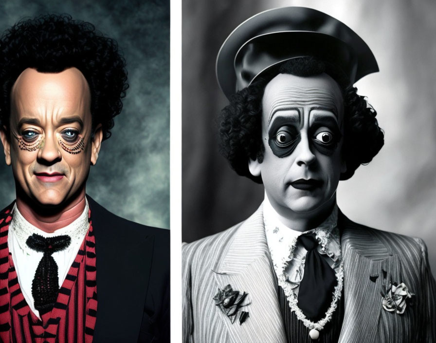 Color vs. Black-and-White Portraits: Old-Fashioned Comedic Actor Theme