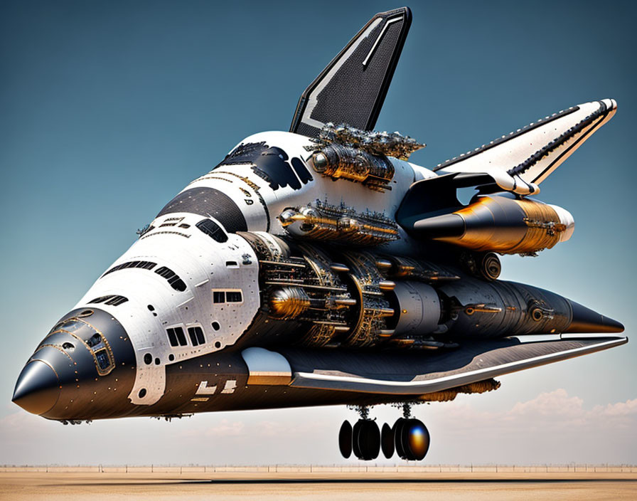 Futuristic hybrid vehicle combining space shuttle and aircraft components