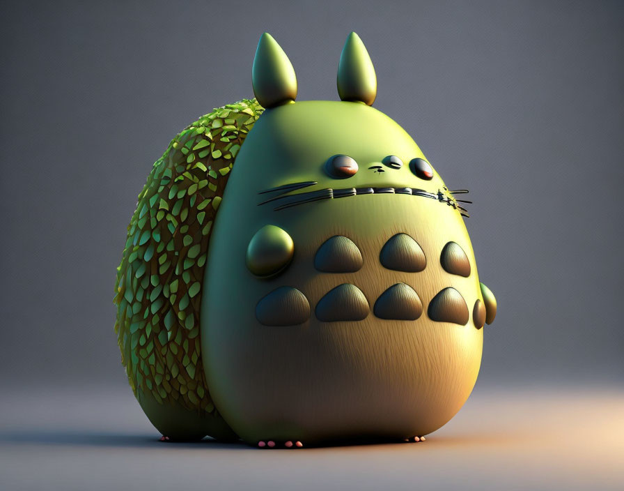 Detailed 3D creature illustration with textured back and large eyes