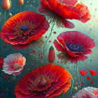 Colorful 3D Liquid Flower Illustration on Dark Background