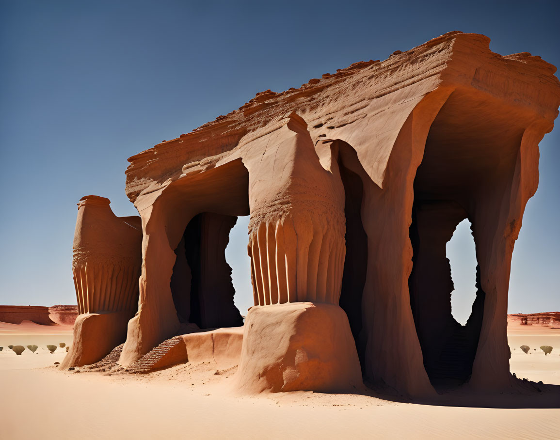 Desert Sandstone Formation with Pillars and Arches