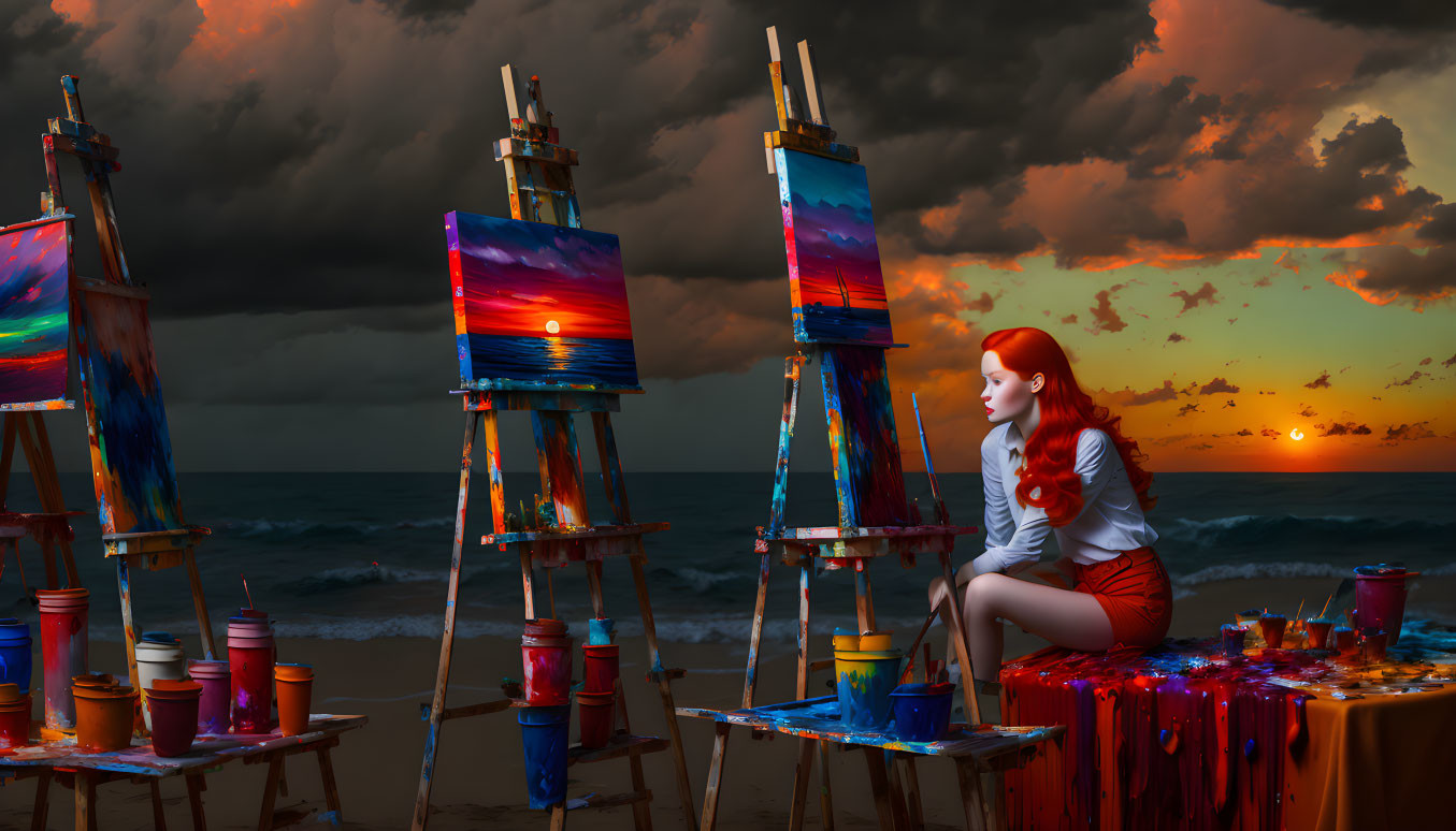 Painting at Sunset