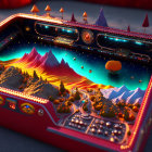 Colorful 3D Fantasy Landscape Resembling Pinball Machine