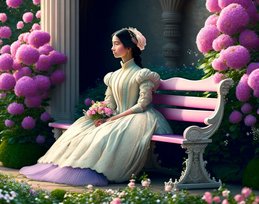 A Victorian Princess in a Garden of Delicate Bloom