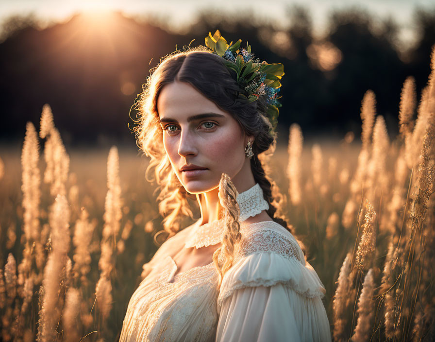 A Victorian Princess in a Field of Wildflowers
