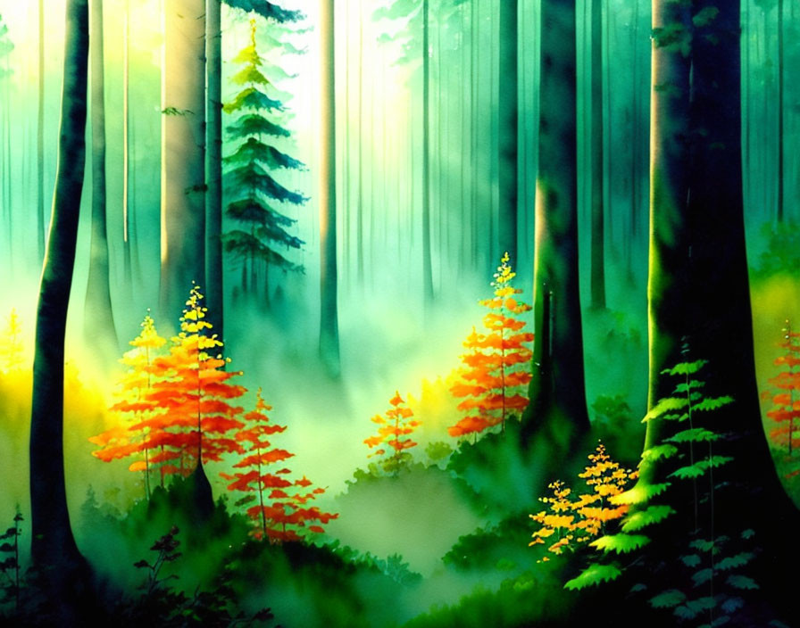 A forest in watercolor