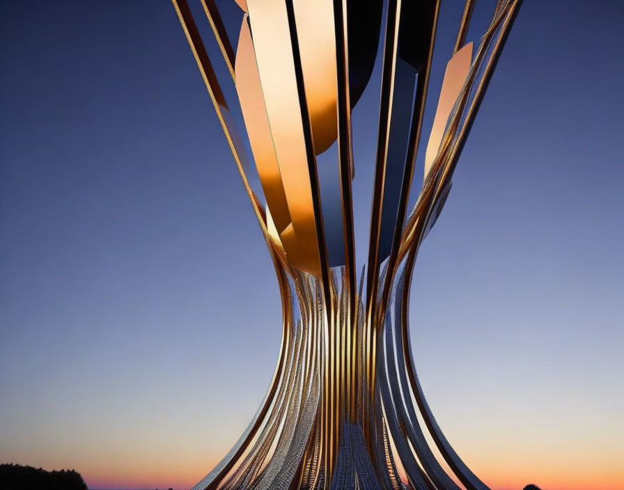 An abstract sculpture made of metal