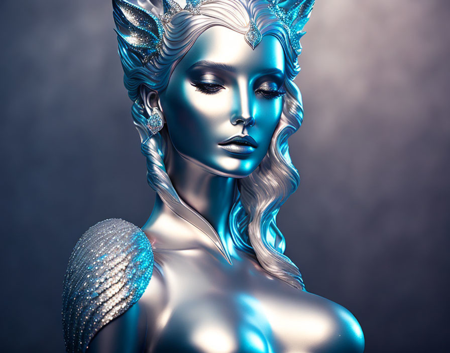 silver mermaid.
