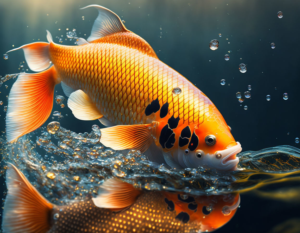Vibrant Orange Koi Fish Swimming Underwater