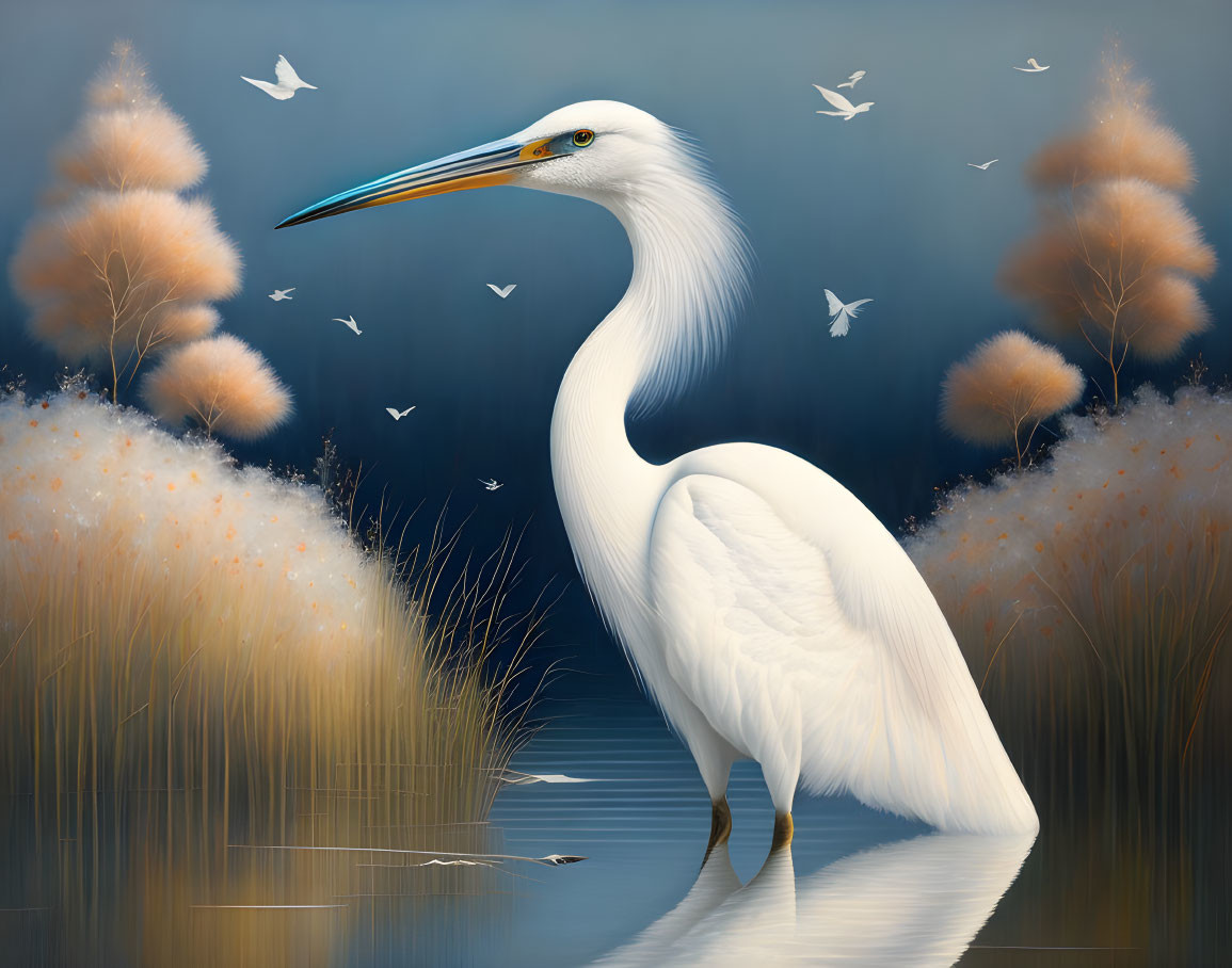 The Heron stands majestic,