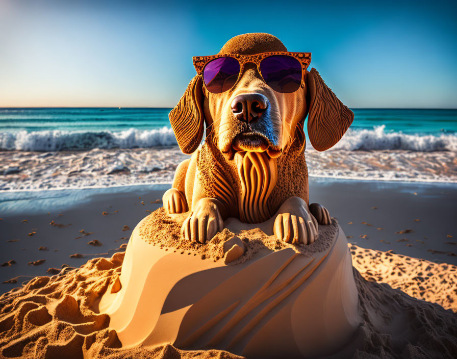 Dog sand sculpture