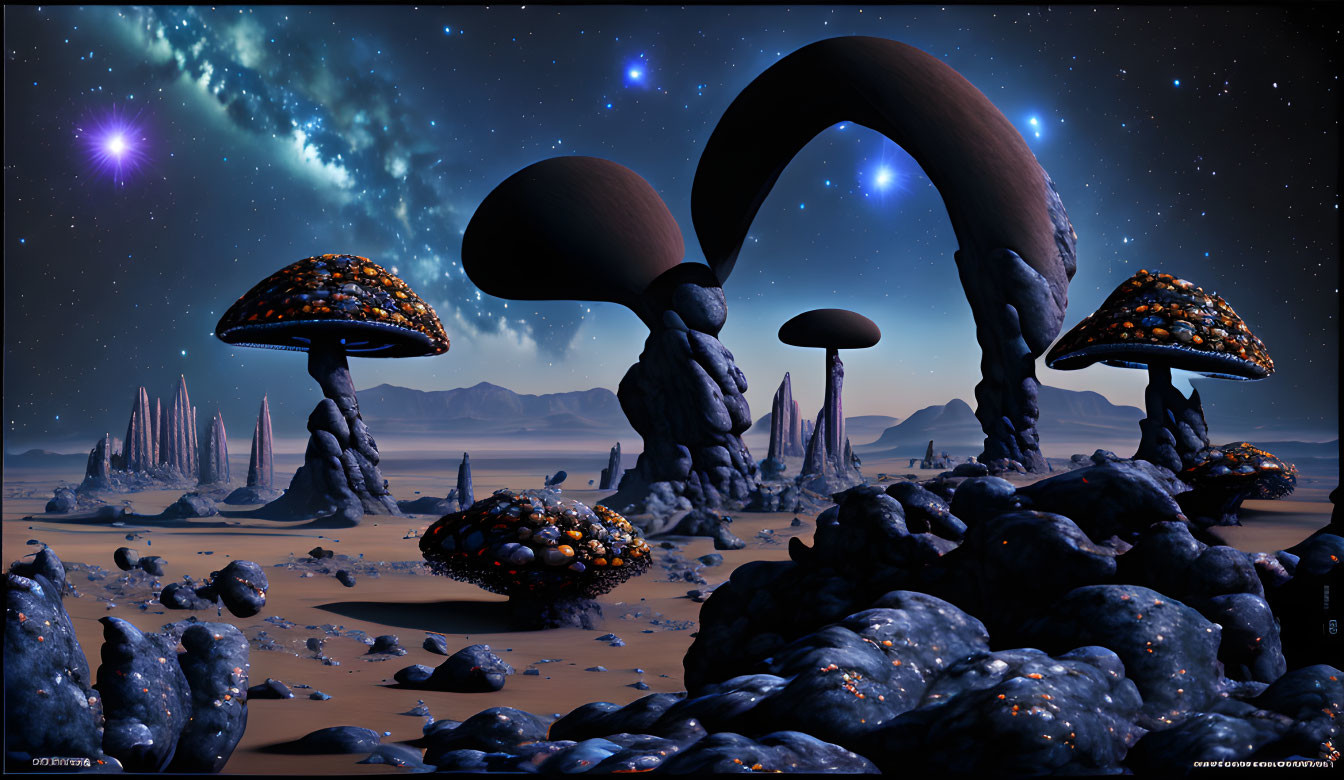 Exo Planet with gigant Mushrooms