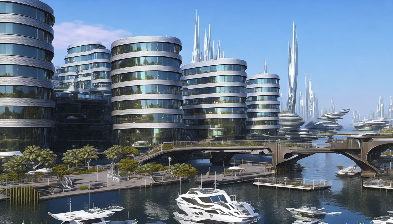 A modern City with a Port