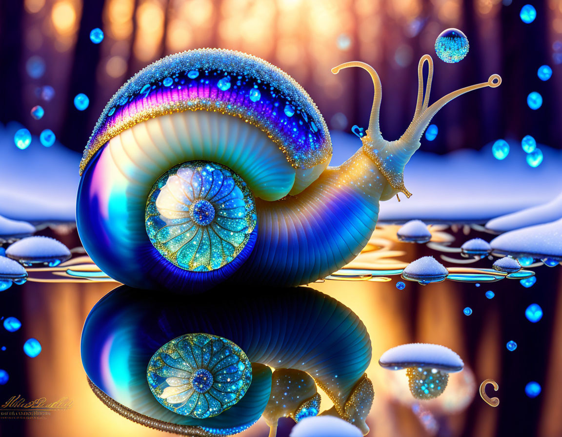  glass figure snail blue