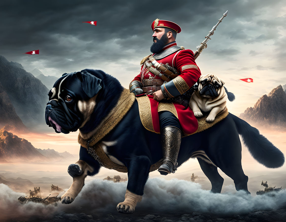 Gen. Miro Barnyashev Riding on his Giant Pug