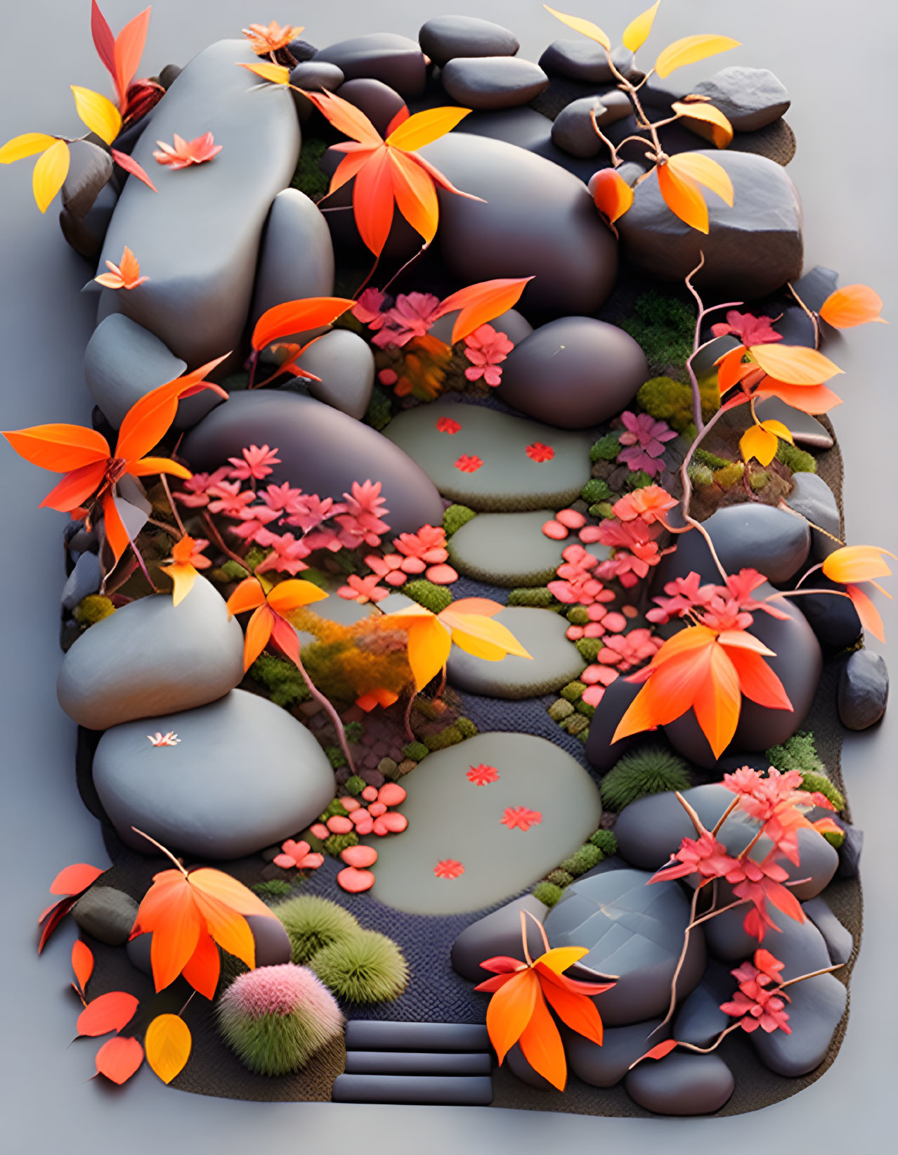 Zen Rock Garden in Autumn