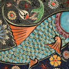 Vibrant Fish Artwork with Mosaic-Like Patterns