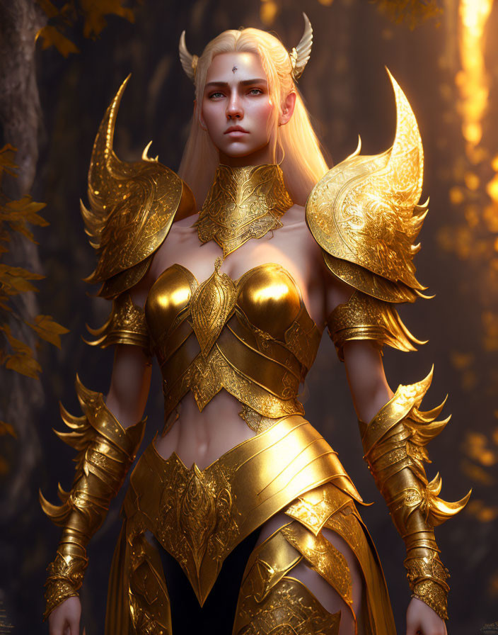 Warrior Girl with Golden Armor