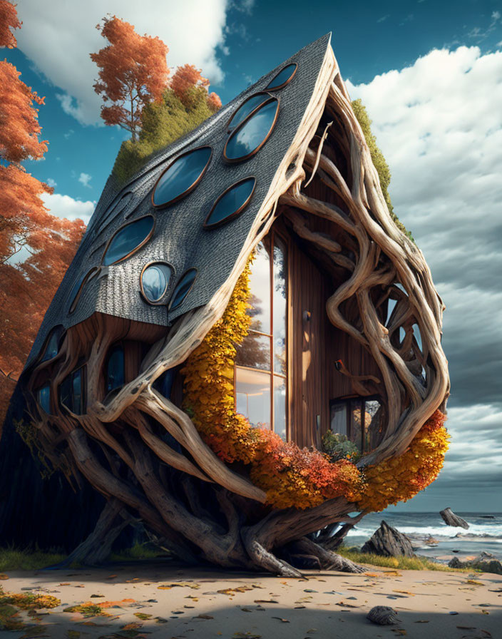 Futuristic Driftwood House