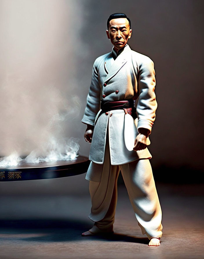 Detailed Traditional Asian Attire Action Figure with Sly Expression