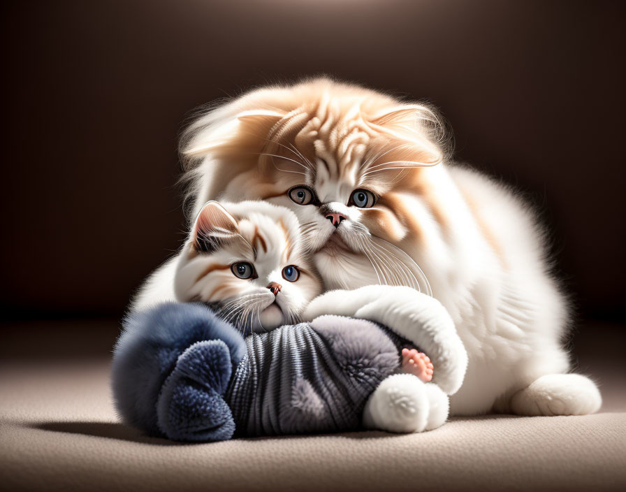 Fluffy Persian Cats Snuggling in Soft Lighting