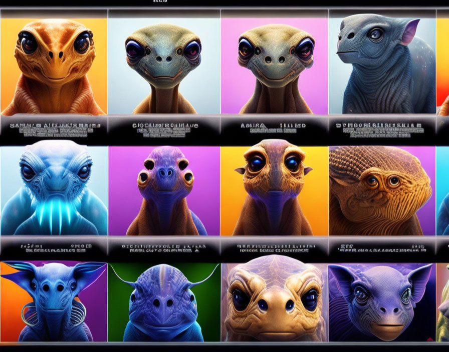 Colorful Imaginative Alien Creature Portraits in Sci-Fi Collage