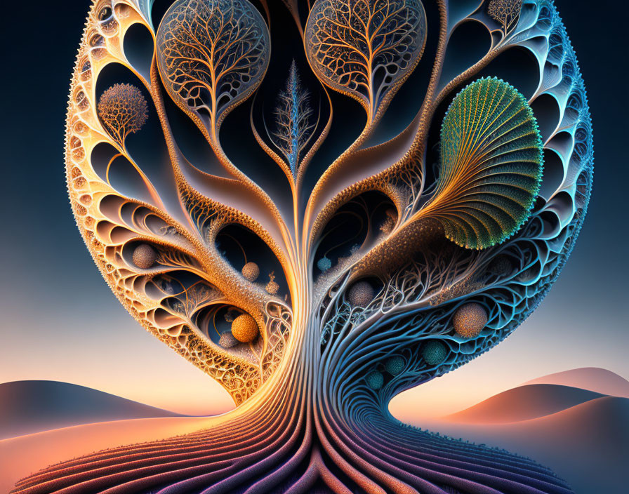 Colorful Fractal Tree with Symmetrical Branch Patterns
