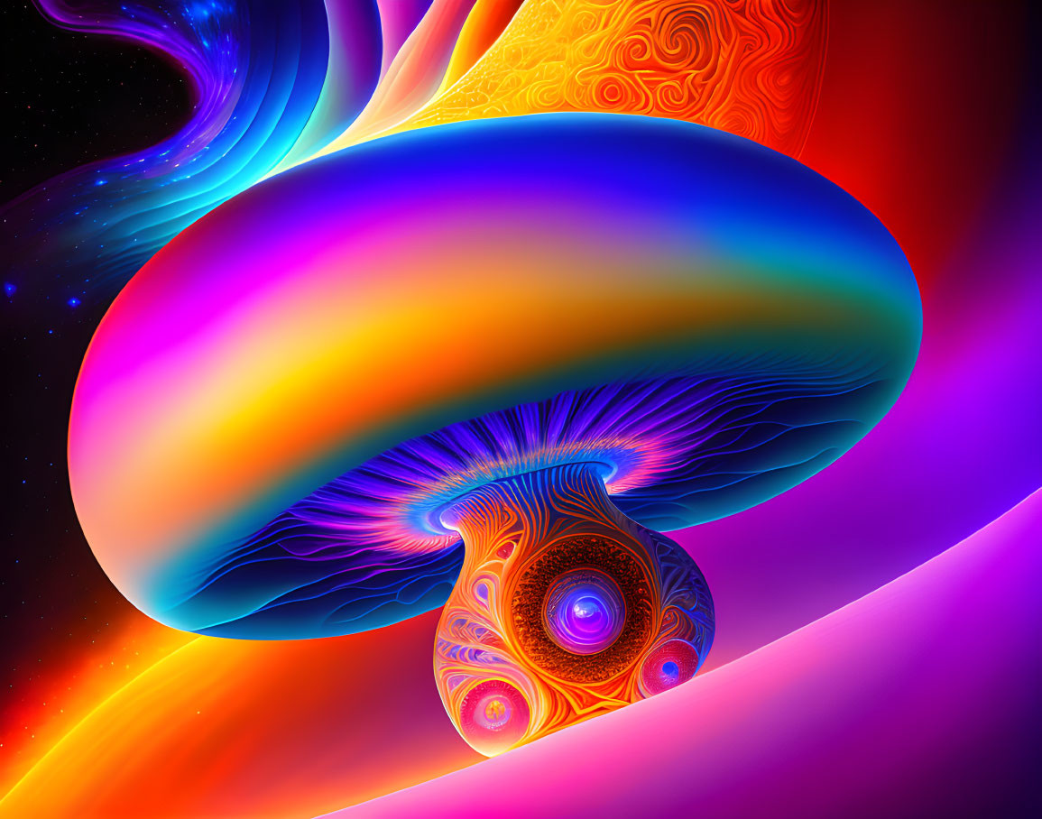 Colorful Abstract Digital Artwork of Psychedelic Jellyfish Scene