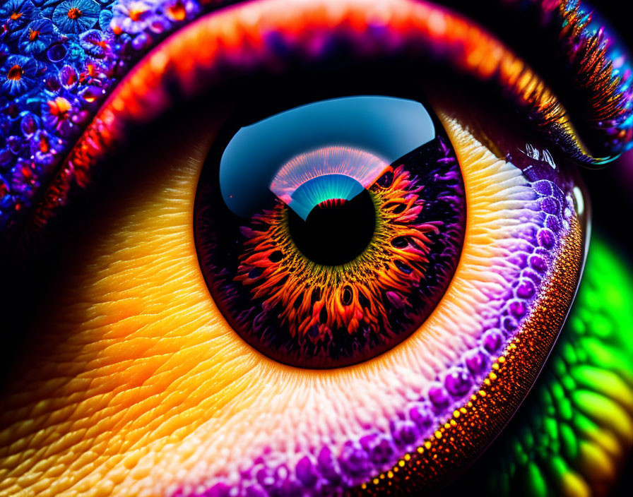 Detailed Close-Up of Multicolored Iris and Patterns