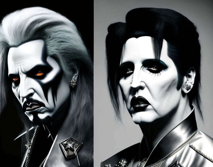 Split Image: Vampire Makeup vs. Rock-Inspired Look