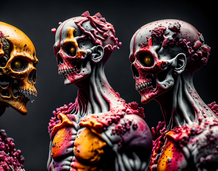 Vivid Melting Skull Art on Dark Background