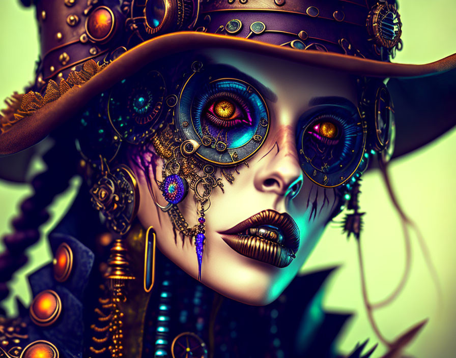 Steampunk Artwork Featuring Person with Mechanical Eyes