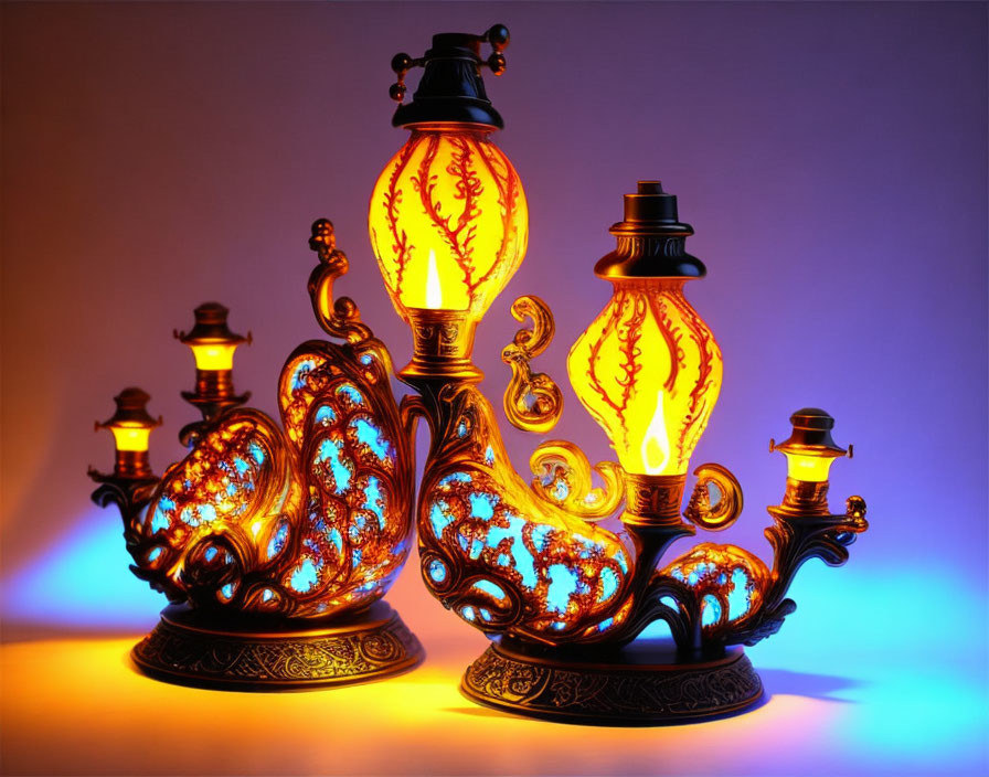 Old style oil lamps