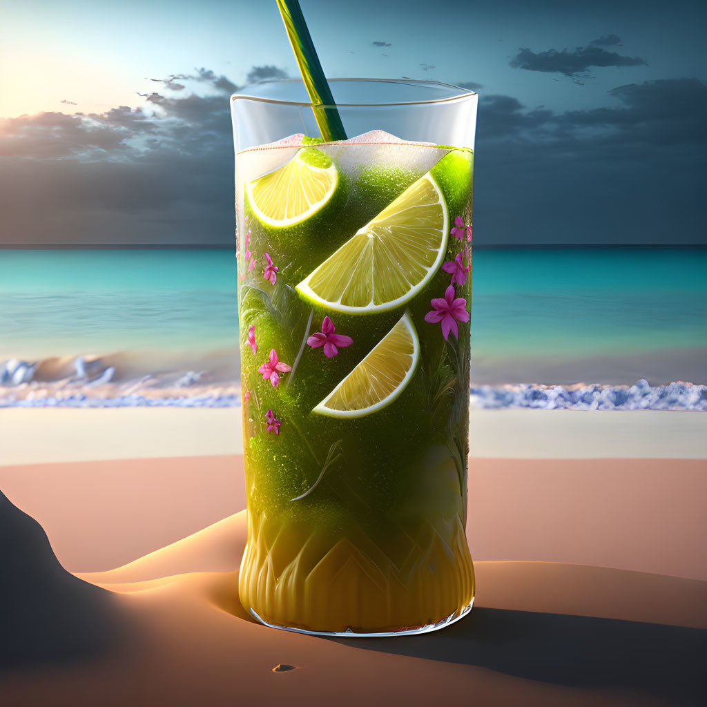 Tropical drink on beach